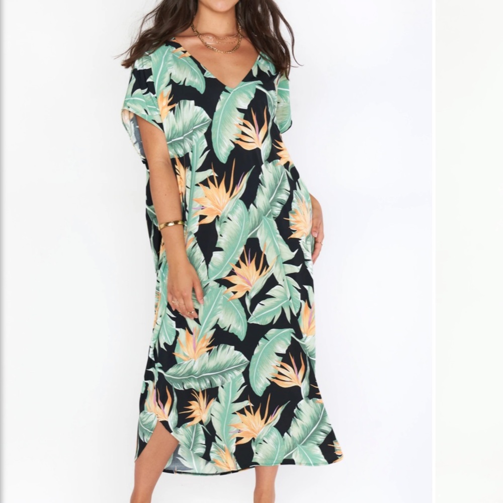 Show Me Your MuMu Wordly Caftan Night In Paradise Palm Tropical Dress